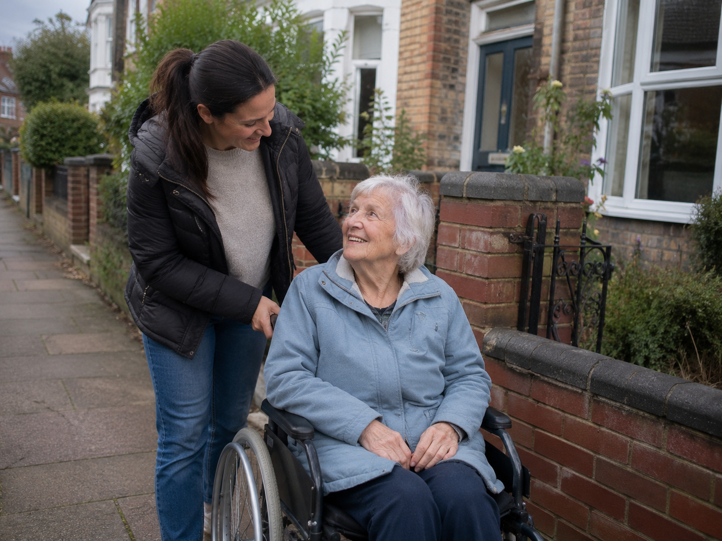 A NeeryVille carer supporting a service user outside her London home